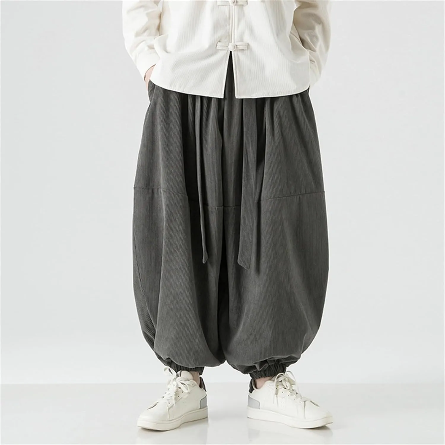 GIERIDUC Mens Cargo Sweatpants Mens Elasticated Waist Corduroy Trousers Extra Long Walking Trousers Best Sweat Pants for Men
