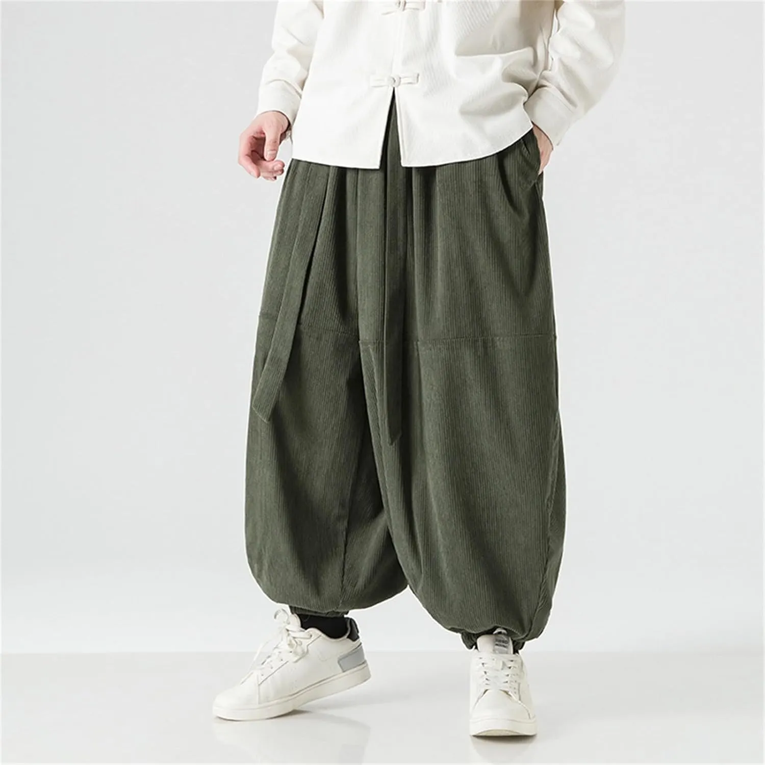 GIERIDUC Mens Cargo Sweatpants Mens Elasticated Waist Corduroy Trousers Extra Long Walking Trousers Best Sweat Pants for Men