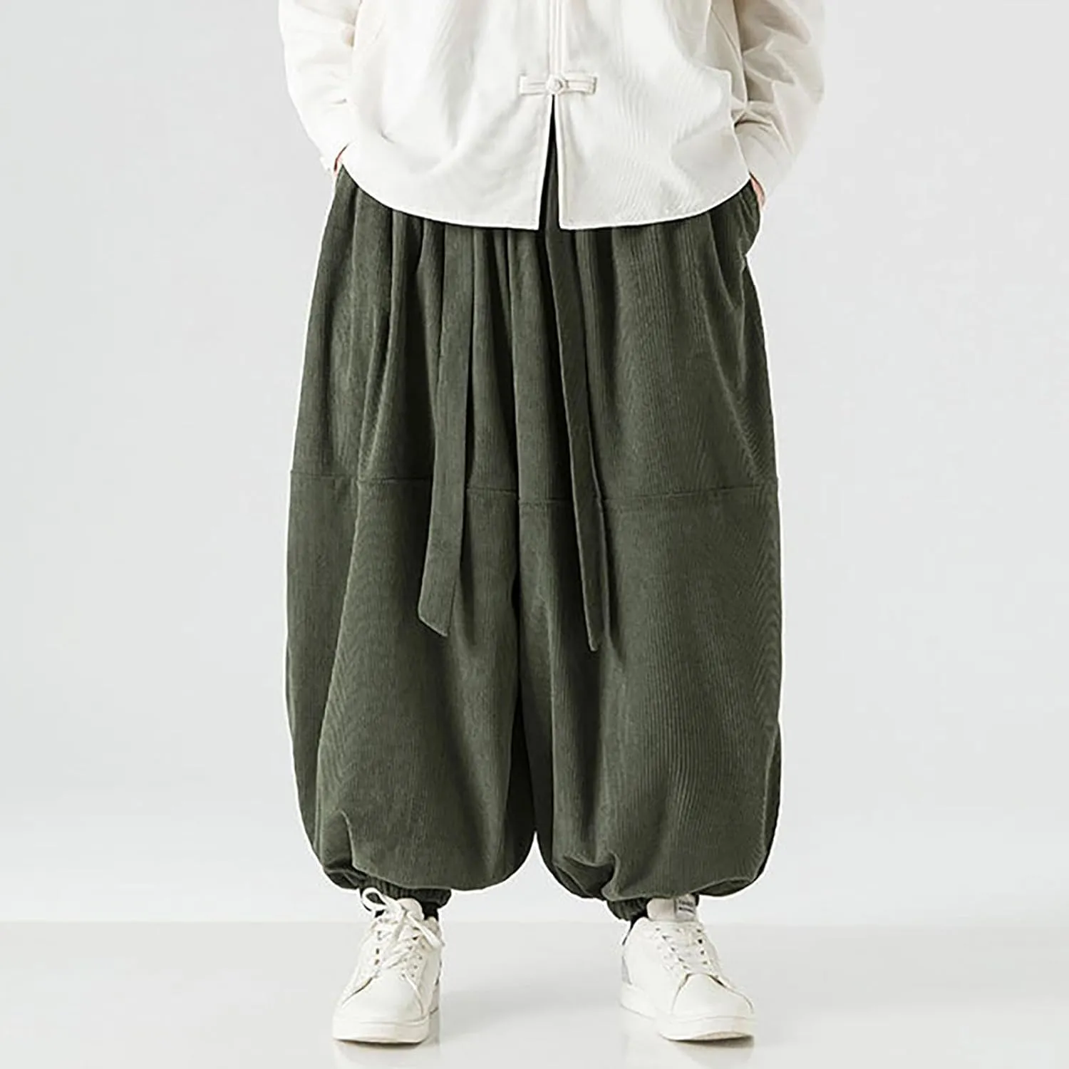 GIERIDUC Mens Cargo Sweatpants Mens Elasticated Waist Corduroy Trousers Extra Long Walking Trousers Best Sweat Pants for Men