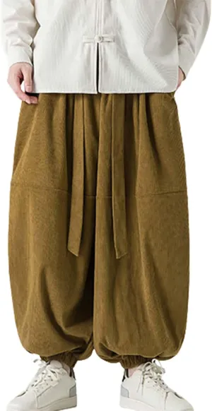 GIERIDUC Mens Cargo Sweatpants Mens Elasticated Waist Corduroy Trousers Extra Long Walking Trousers Best Sweat Pants for Men