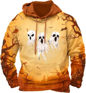 Halloween Hoodies for Men Fall Trendy Graphic Plus Size Sweatshirts Mens Funny Halloween Costume with Pocket