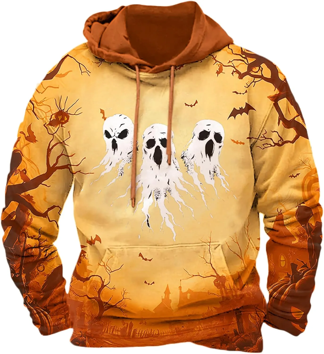 Halloween Hoodies for Men Fall Trendy Graphic Plus Size Sweatshirts Mens Funny Halloween Costume with Pocket