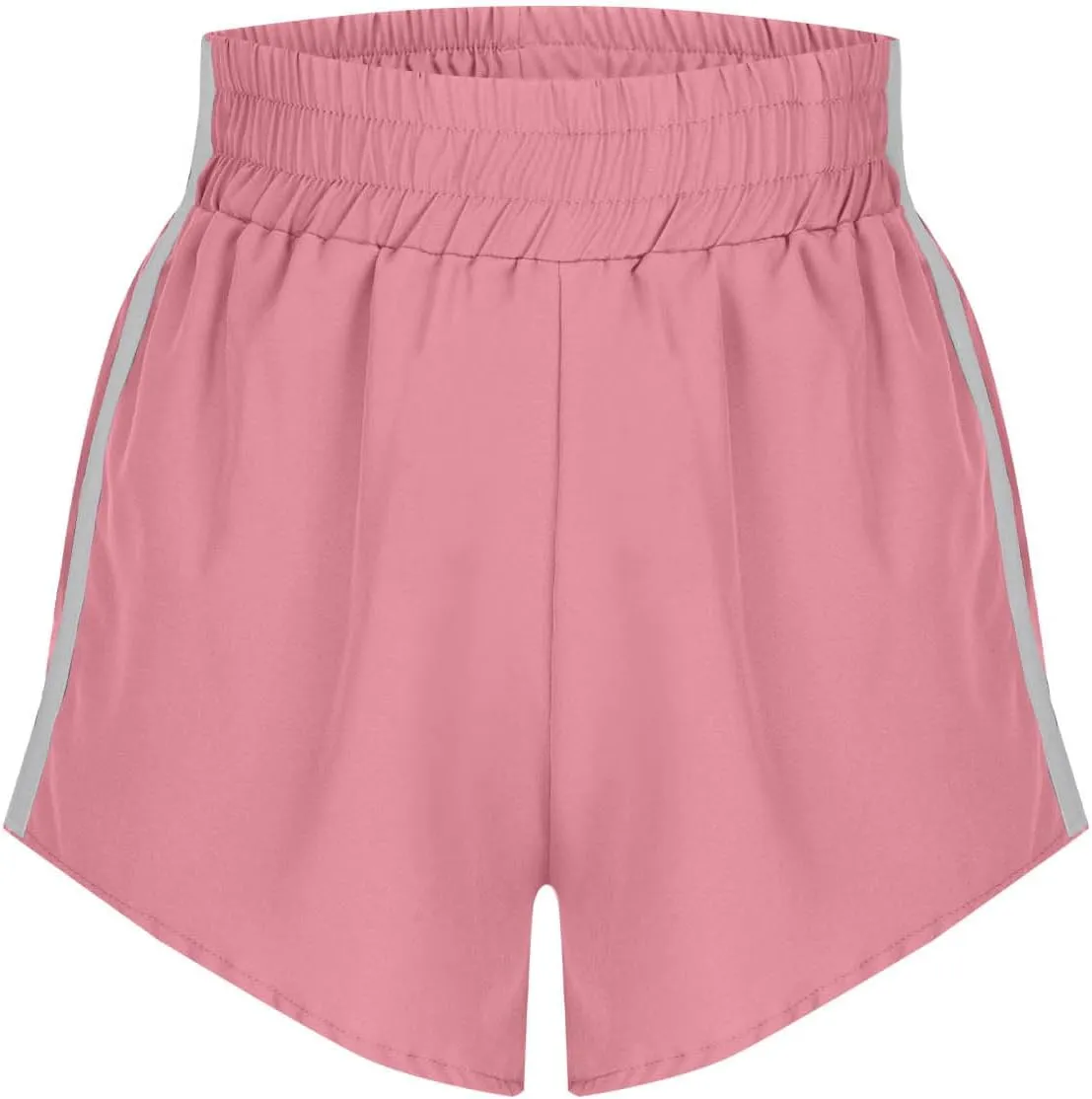 High Waisted Athletic Running Quick Dry Sports Shorts Lightweight Elastic Waist Tennis Shorts Side Stripes