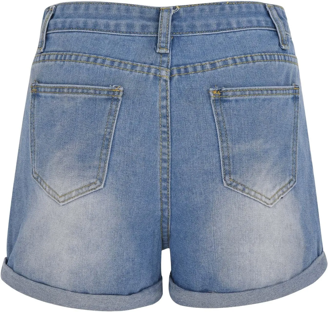 High Waisted Stretchy Buttoned Women Denim Shorts Ripped Denim Shorts Skinny Destroyed Jeans with Pockets