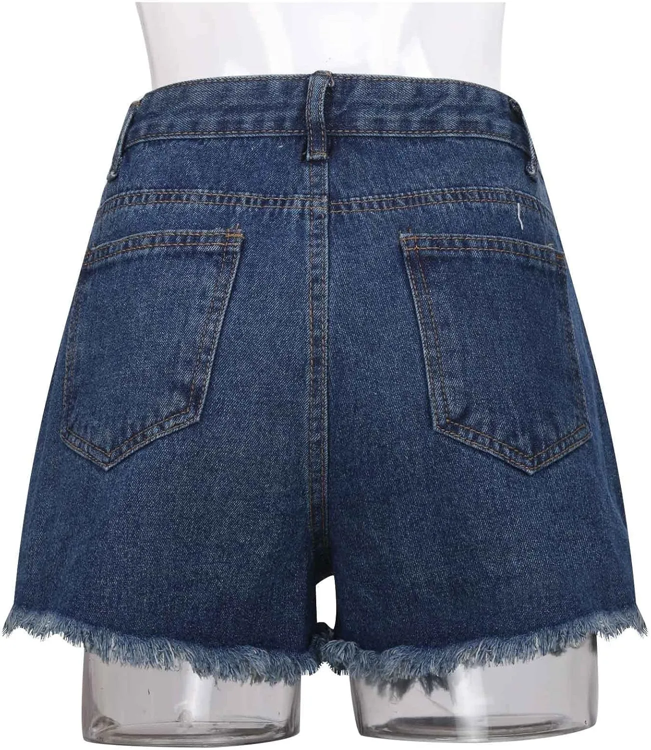 High Waisted Stretchy Buttoned Women Denim Shorts Ripped Denim Shorts Skinny Destroyed Jeans with Pockets