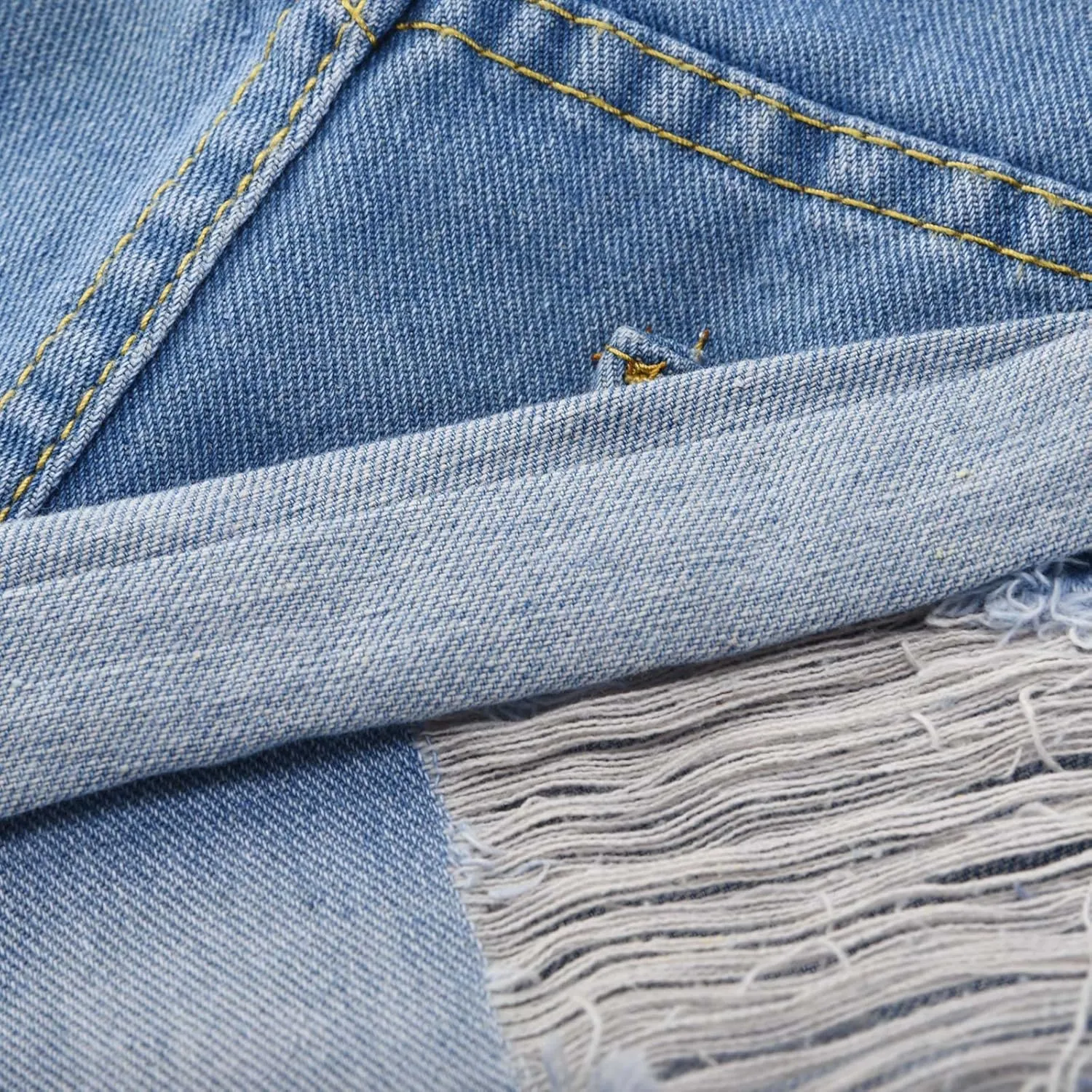 High Waisted Stretchy Buttoned Women Denim Shorts Ripped Denim Shorts Skinny Destroyed Jeans with Pockets