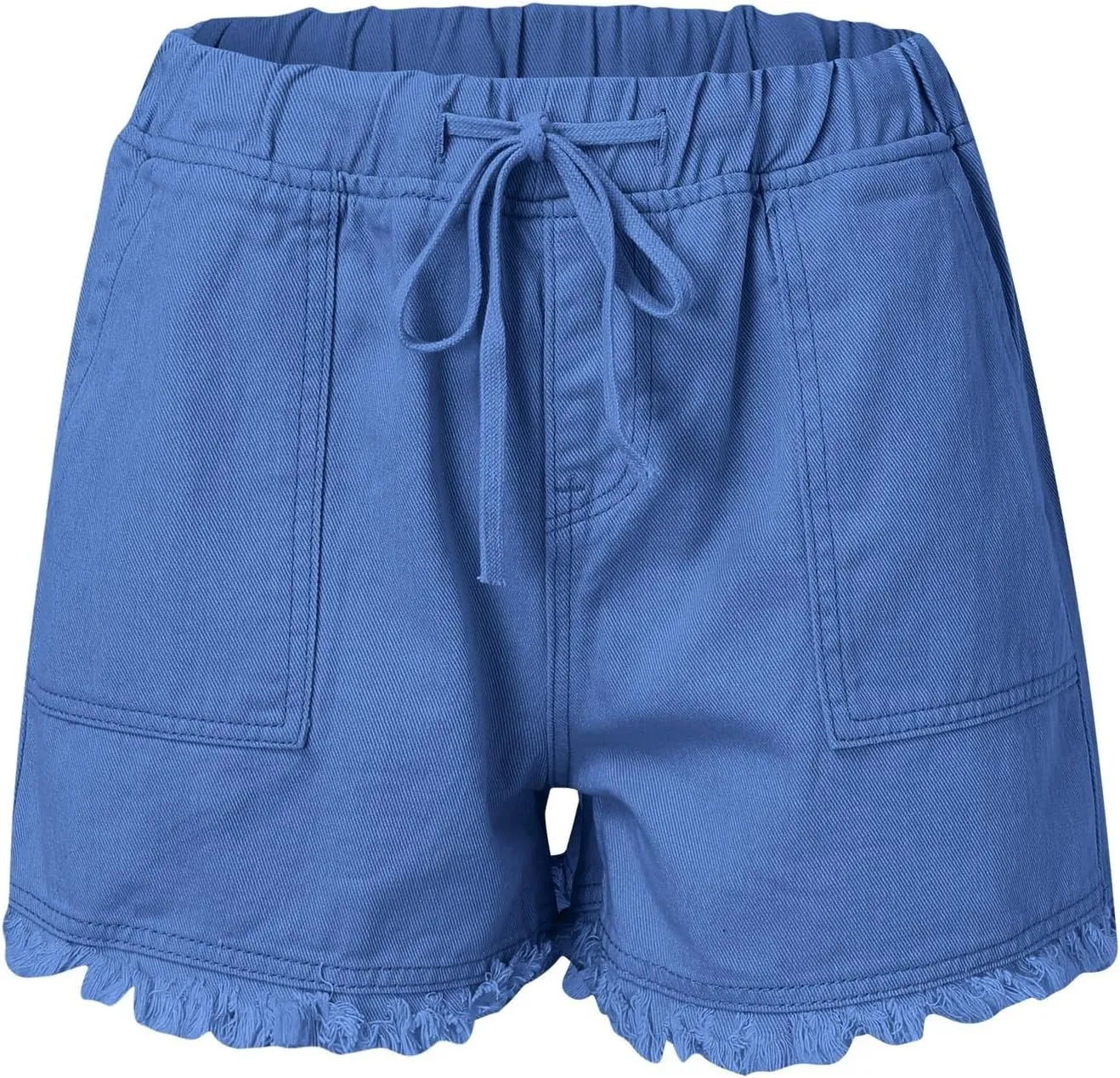 Jean Shorts for Women Trendy High Waisted Drawstring Frayed Raw Hem Denim Shorts Stretchy Loose Fit Summer Hot Short