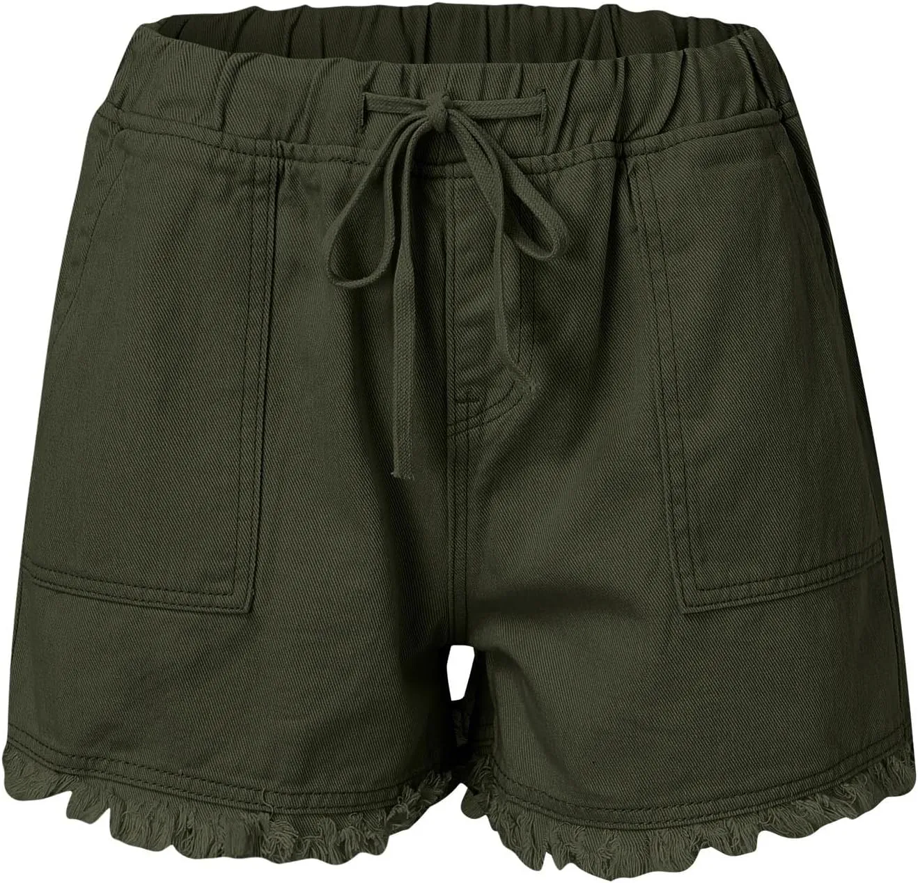 Jean Shorts for Women Trendy High Waisted Drawstring Frayed Raw Hem Denim Shorts Stretchy Loose Fit Summer Hot Short