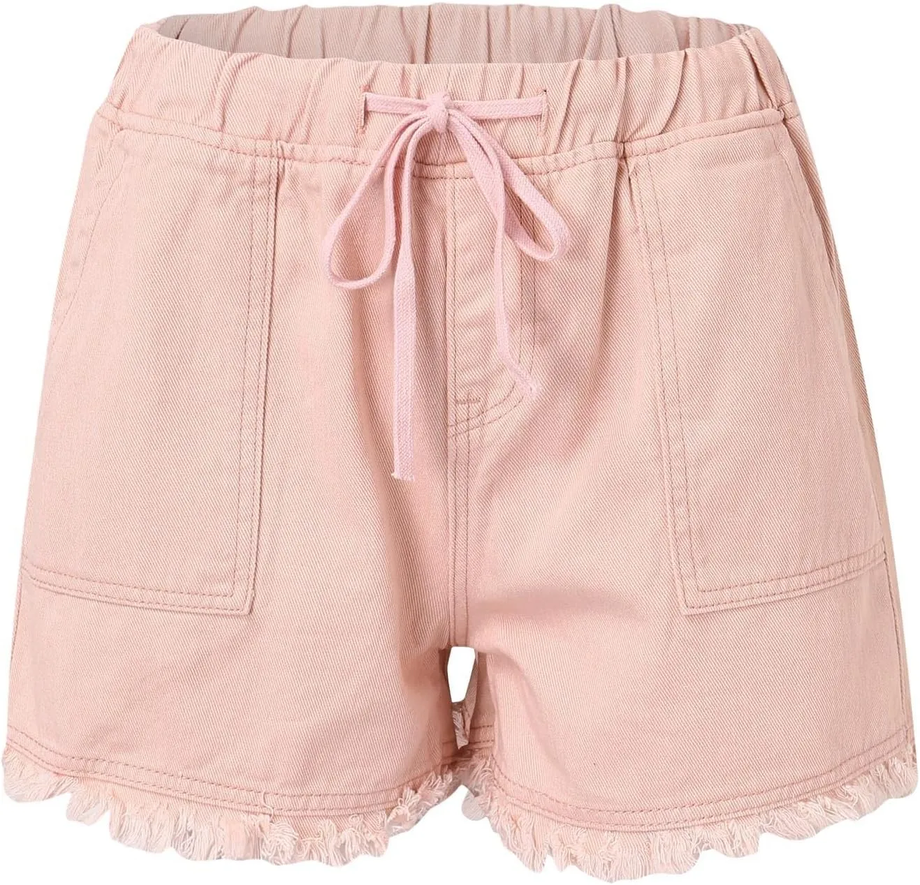 Jean Shorts for Women Trendy High Waisted Drawstring Frayed Raw Hem Denim Shorts Stretchy Loose Fit Summer Hot Short