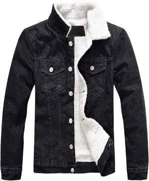 JEKE-DG Men's Lined Slim Fit Casual Jean Jacket Button Down Trucker Denim Jackets Fashion Comfort Fall Winter Jean Shirt
