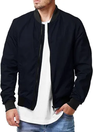 JEShifangjiusu Men's Lightweight Bomber Jackets Casual Summer Windbreaker Outdoor Golf Fashion Coat Slim Fit Flight Jacket