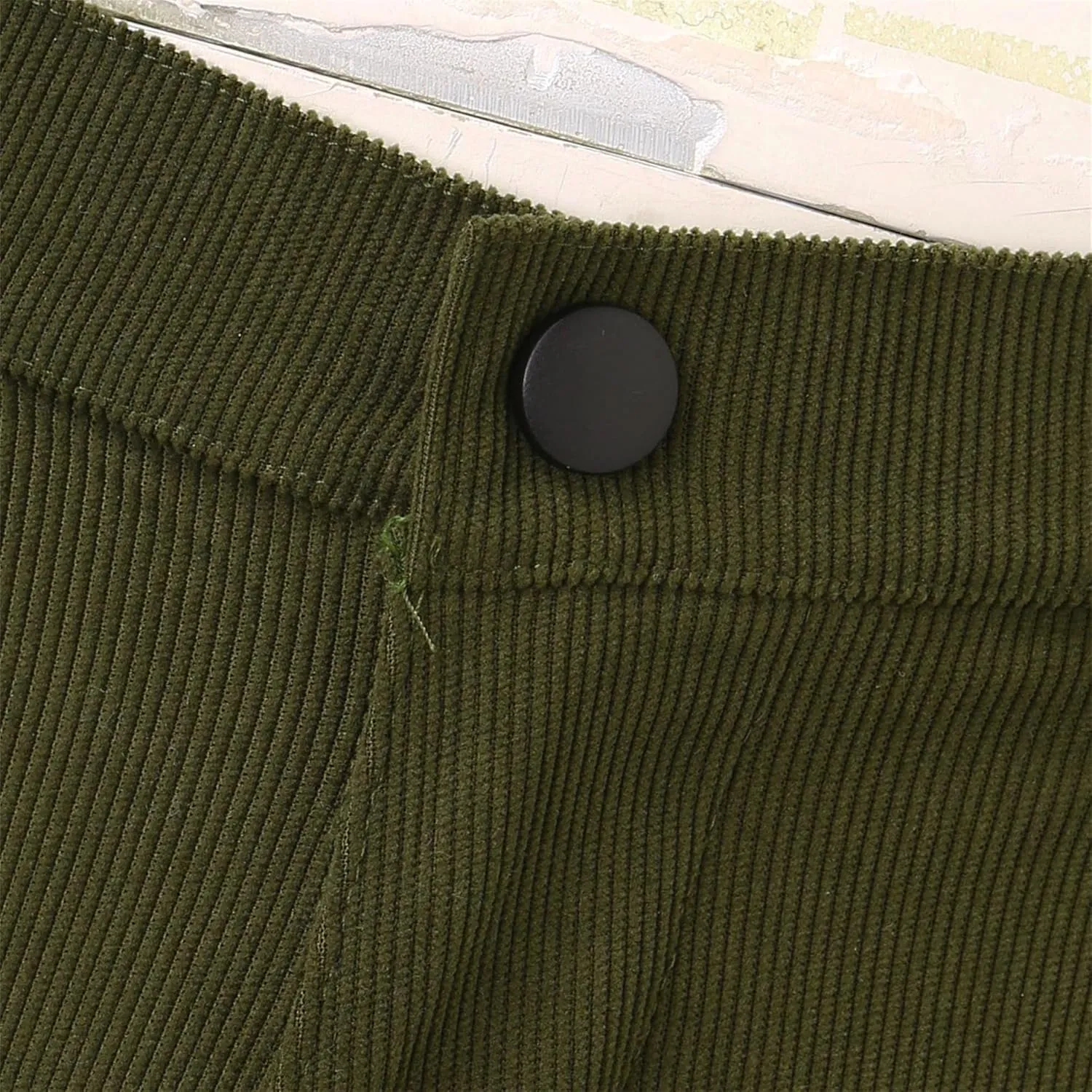 JEShifangjiusu Men'S Loose Corduroy Trousers Elastic Waist Pocket Straight Leg Pants Pleated Classic-Fit Stretch Chino Pant