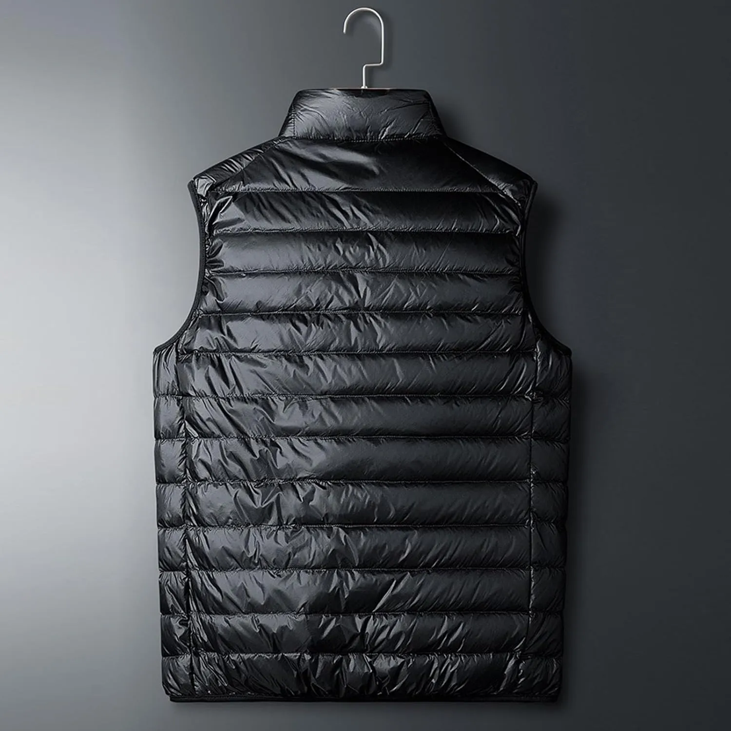 JEsilunmaMY Fall Winter Puffer Vest for Men Sleevelesss Down Jacket Packable Waistcoat Solid Color Lightweight Quilted Vests