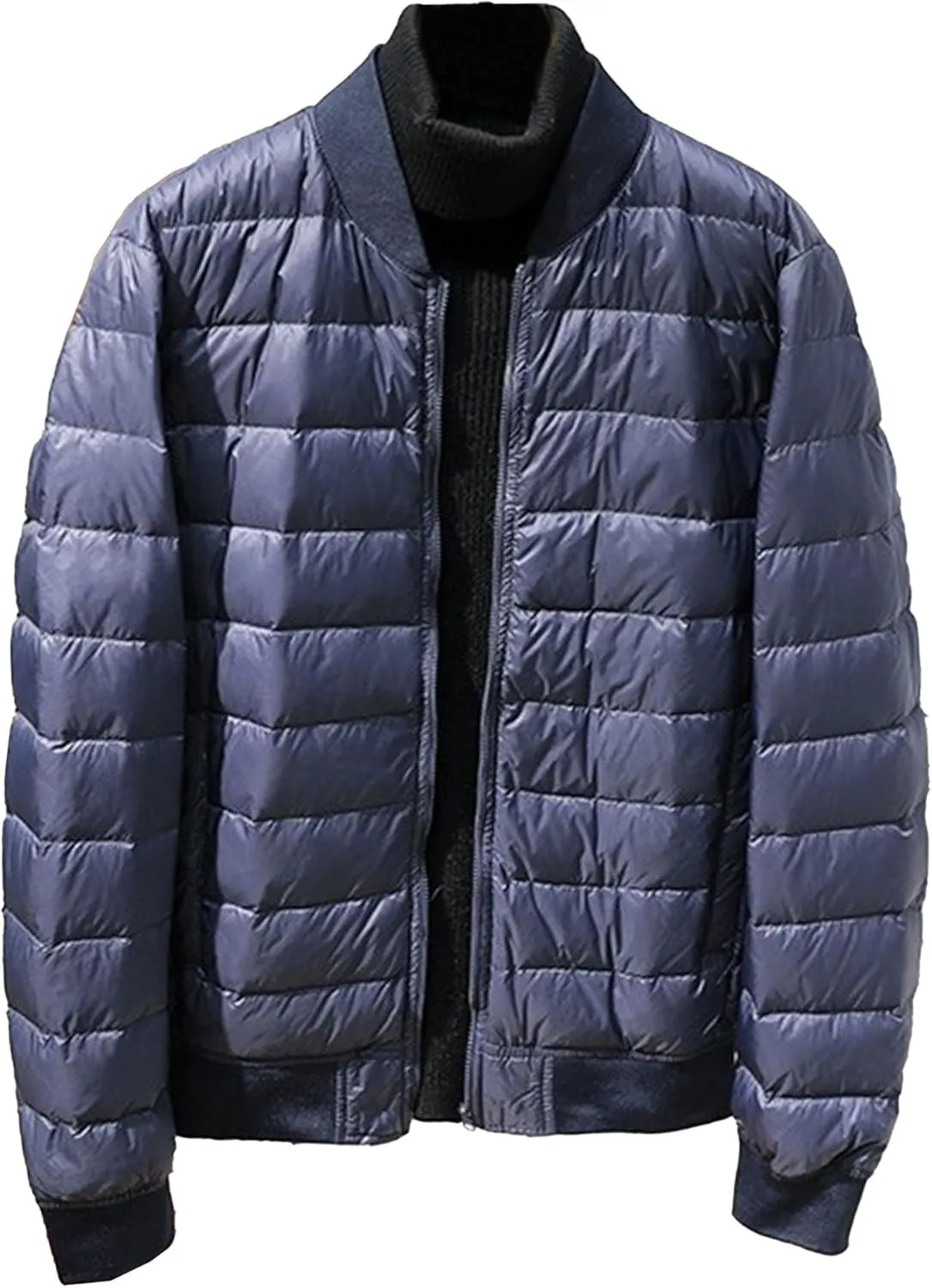JEsilunmaMY Men's Lightweight Baseball Puffer Bomber Jackets Warm Winter Quilted Varsity Jackets Thermal Padded Down Coats