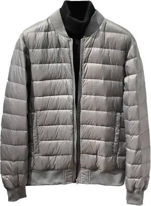 JEsilunmaMY Men's Lightweight Baseball Puffer Bomber Jackets Warm Winter Quilted Varsity Jackets Thermal Padded Down Coats
