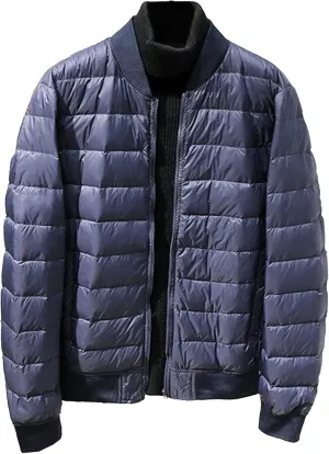 JEsilunmaMY Men's Lightweight Baseball Puffer Bomber Jackets Warm Winter Quilted Varsity Jackets Thermal Padded Down Coats