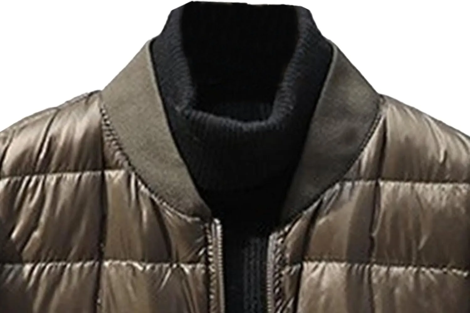 JEsilunmaMY Men's Lightweight Baseball Puffer Bomber Jackets Warm Winter Quilted Varsity Jackets Thermal Padded Down Coats