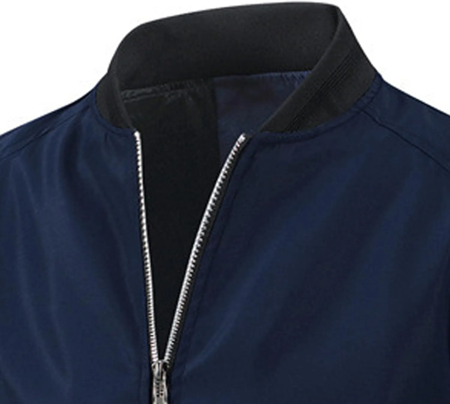 JEsilunmaMY Men's Stand Collar Casual Bomber Jacket Full Zipper Lightweight Varsity Jackets Windproof Windbreaker Jackets