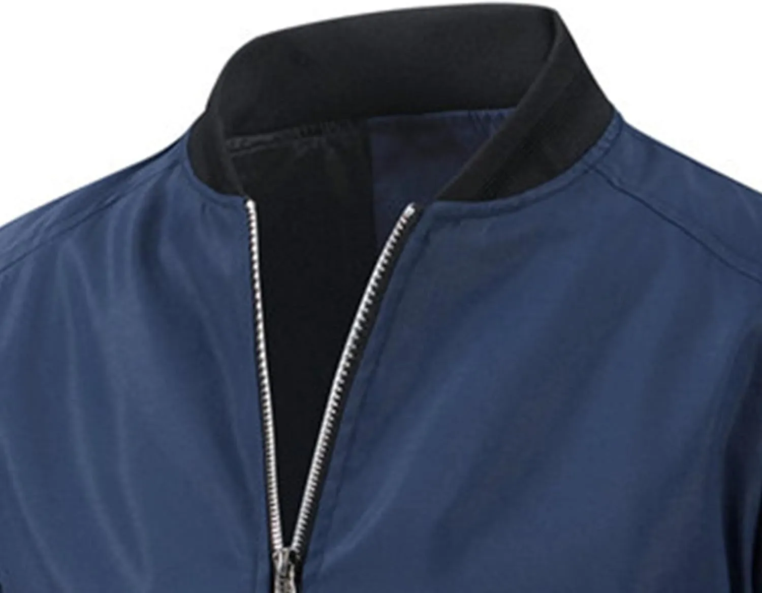 JEsilunmaMY Men's Stand Collar Casual Bomber Jacket Full Zipper Lightweight Varsity Jackets Windproof Windbreaker Jackets