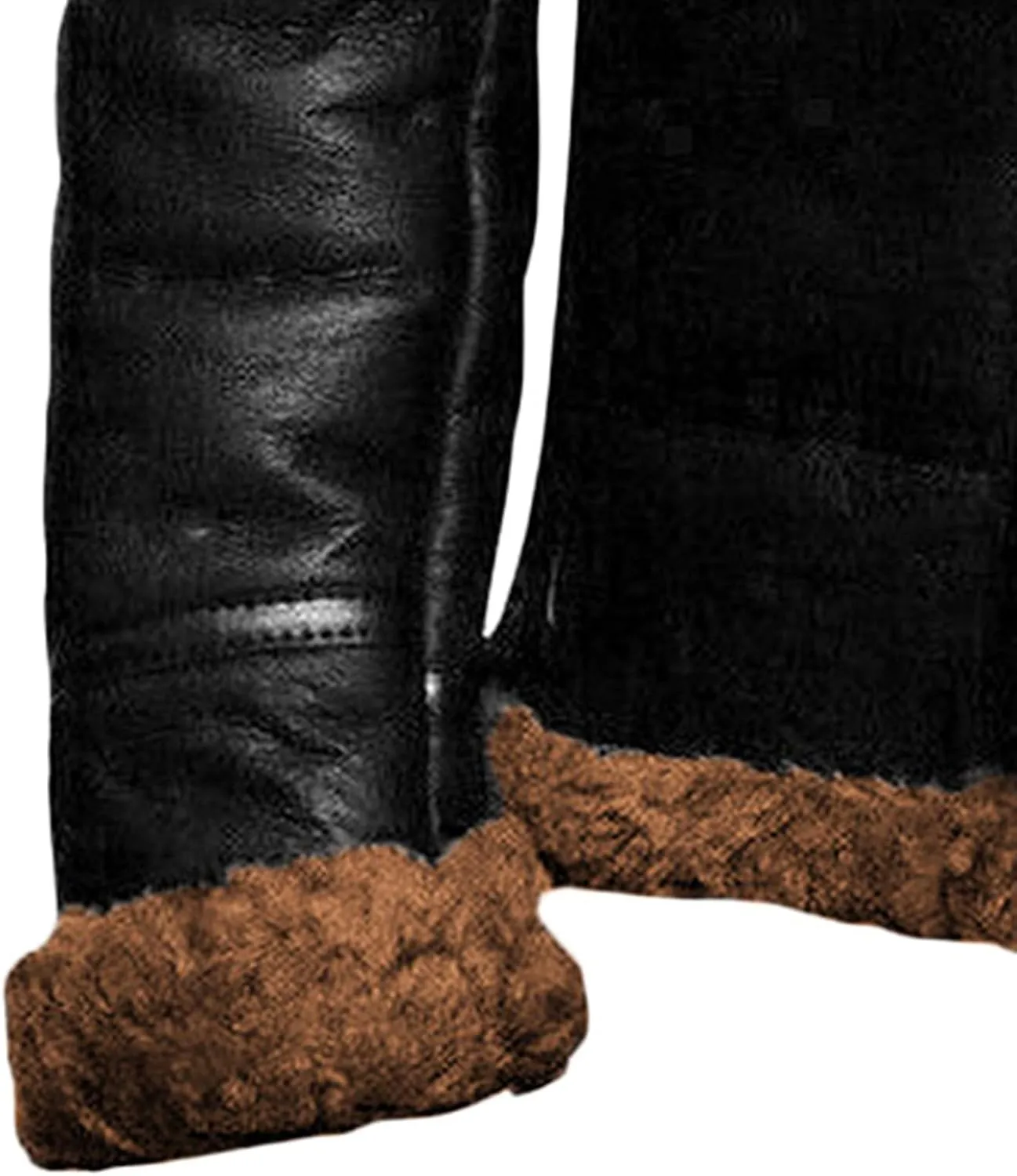 JEsilunmaMY Men's Winter Thicken Leather Sherpa Jacket Heavyweight Fleece Lined Warm Coat Long Sleeve Bomber Overcoat