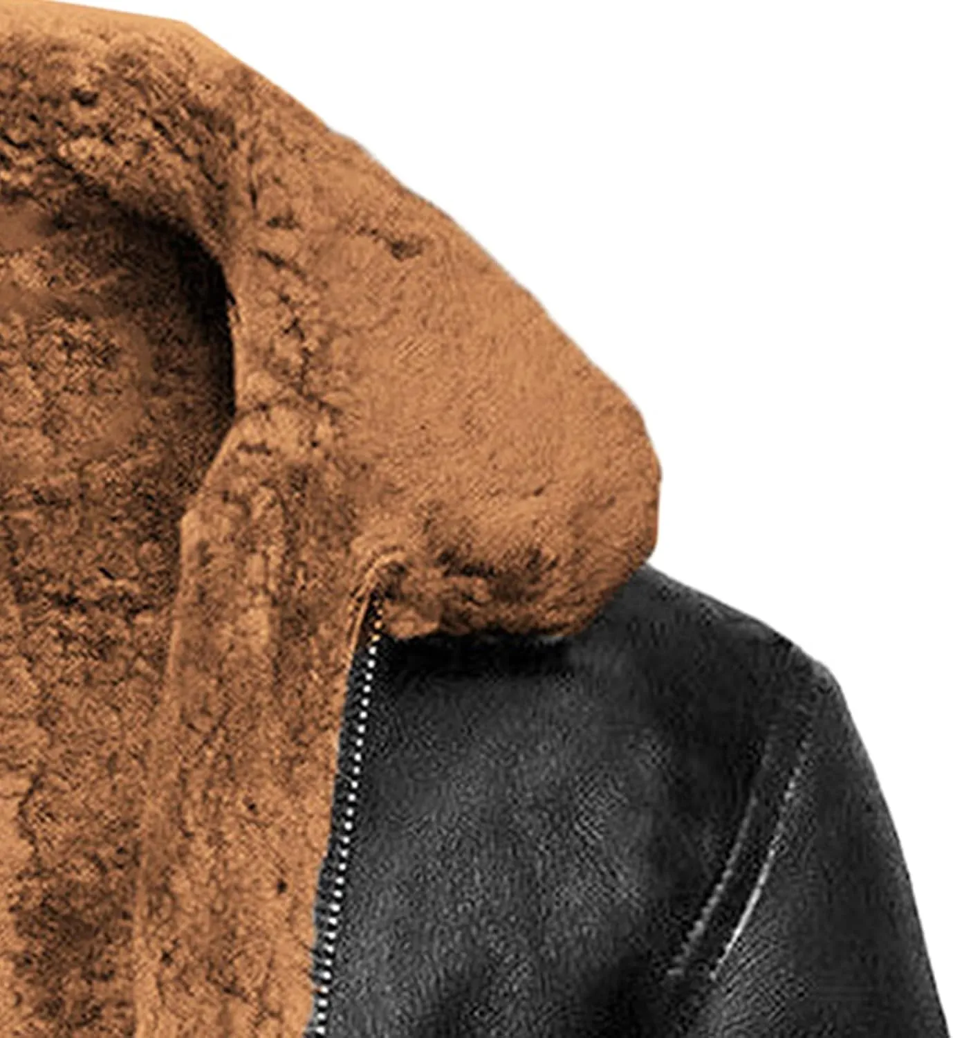 JEsilunmaMY Men's Winter Thicken Leather Sherpa Jacket Heavyweight Fleece Lined Warm Coat Long Sleeve Bomber Overcoat