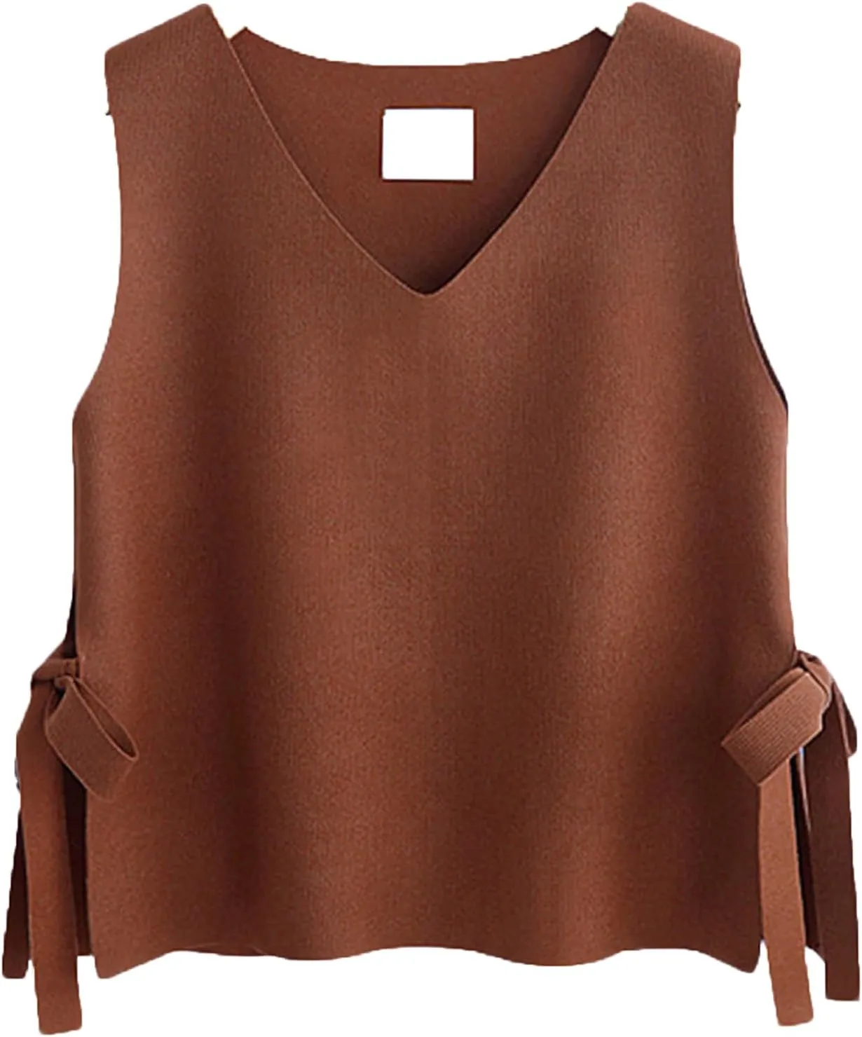 JEsilunmaMY Women's Side Tie Sleeveless Sweater Vest Lightweight V Neck Pullover Tank Tops Solid Color Loose Knitwear Vest