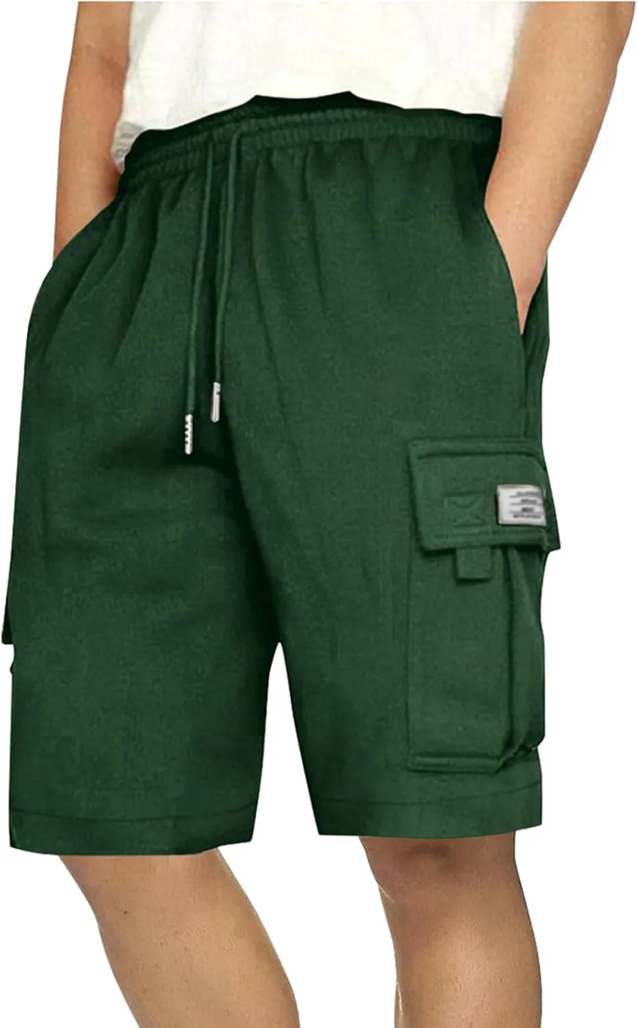 JIEMUXIU Cargo Shorts for Men Casual Drawstring Elastic Waist Athletic Cargo Shorts Workout Gym Jogger Shorts with 4 Pockets