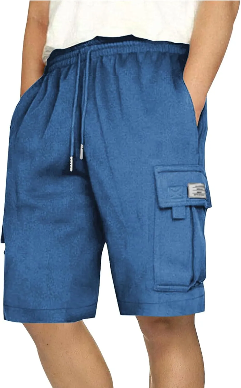 JIEMUXIU Cargo Shorts for Men Casual Drawstring Elastic Waist Athletic Cargo Shorts Workout Gym Jogger Shorts with 4 Pockets