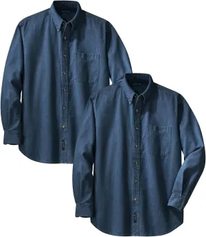 Joe's USA 6.5-Ounce Long Sleeve Denim Shirts in Sizes XS-6XL