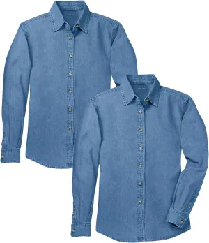 Joe's USA Ladies Long Sleeve Value Denim Shirts in Sizes XS-4XL