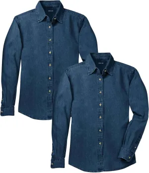 Joe's USA Ladies Long Sleeve Value Denim Shirts in Sizes XS-4XL