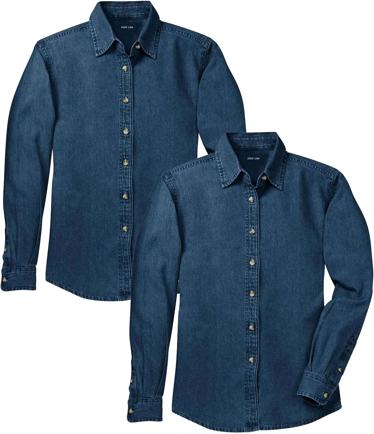 Joe's USA Ladies Long Sleeve Value Denim Shirts in Sizes XS-4XL