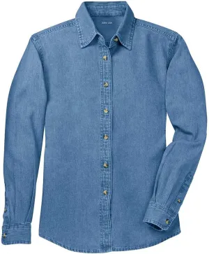 Joe's USA Ladies Long Sleeve Value Denim Shirts in Sizes XS-4XL