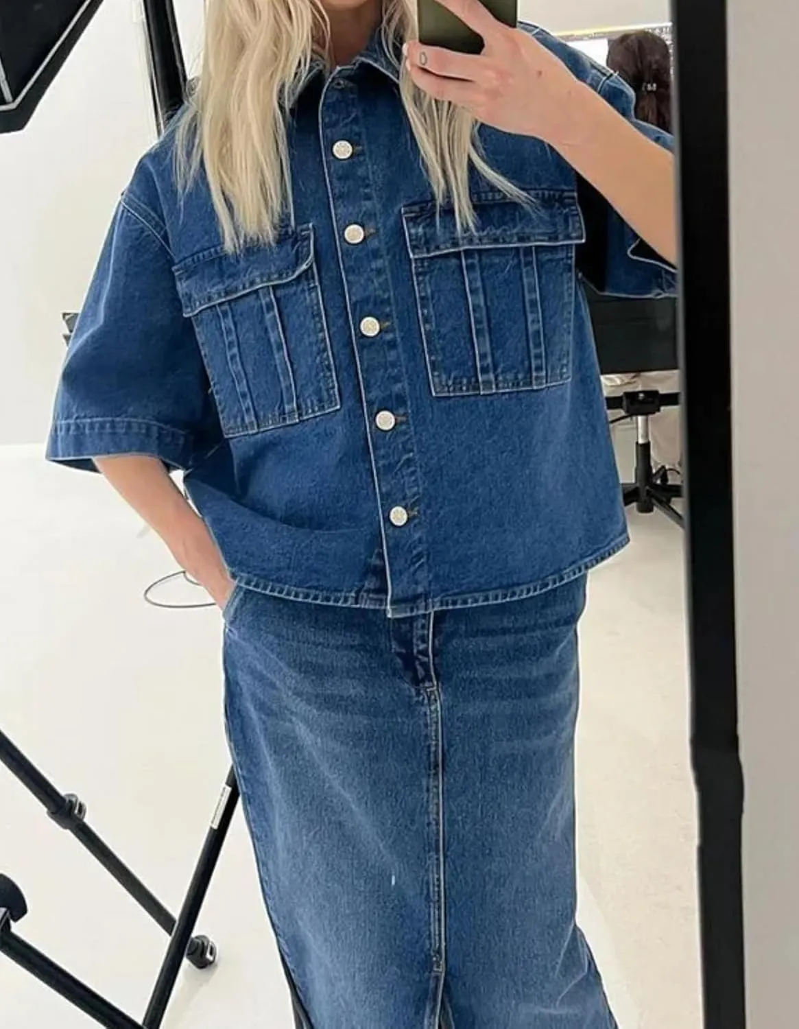 Kedera Womens Button Down Denim Shirts Casual Shirt Casual Collared Short Sleeve Western Pocket Classic Jean Shirt