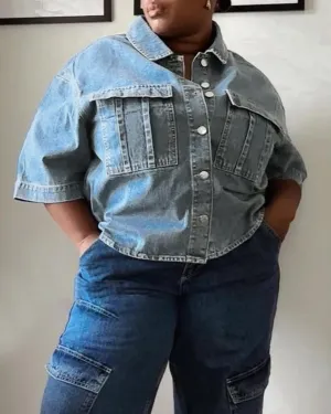 Kedera Womens Button Down Denim Shirts Casual Shirt Casual Collared Short Sleeve Western Pocket Classic Jean Shirt