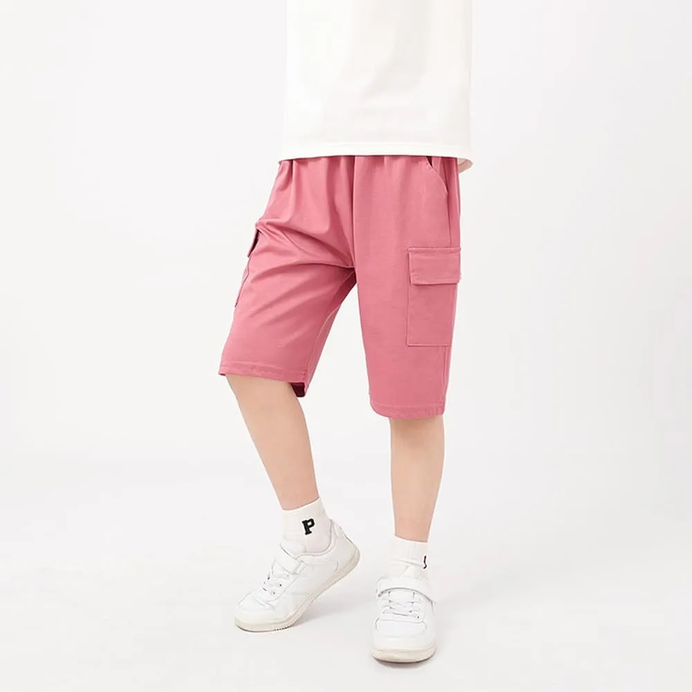 KISBINI Boys' Girls' Shorts Pull On Sweat Cargo Shorts for Kids