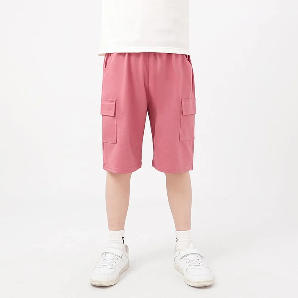 KISBINI Boys' Girls' Shorts Pull On Sweat Cargo Shorts for Kids