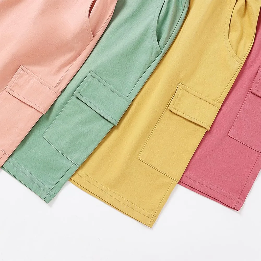KISBINI Boys' Girls' Shorts Pull On Sweat Cargo Shorts for Kids