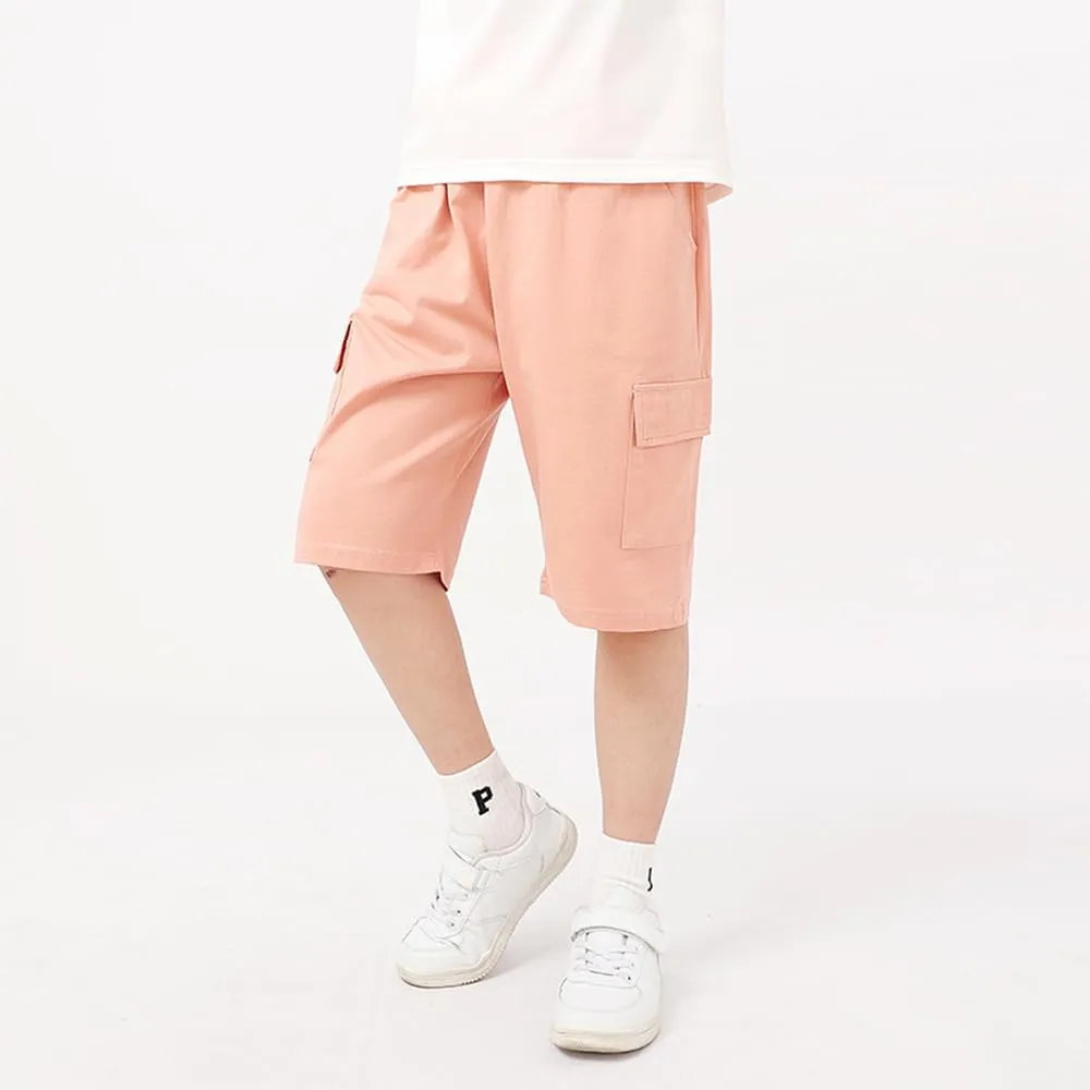KISBINI Boys' Girls' Shorts Pull On Sweat Cargo Shorts for Kids