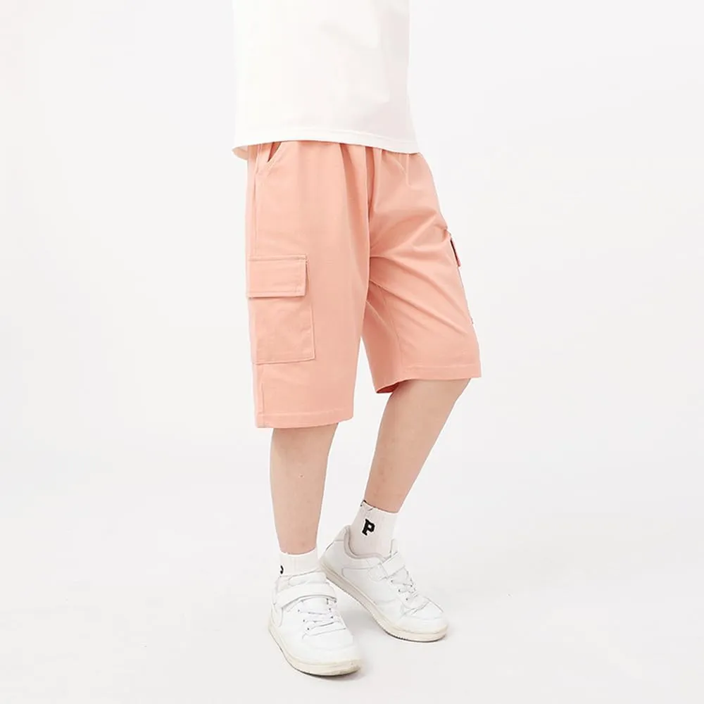 KISBINI Boys' Girls' Shorts Pull On Sweat Cargo Shorts for Kids