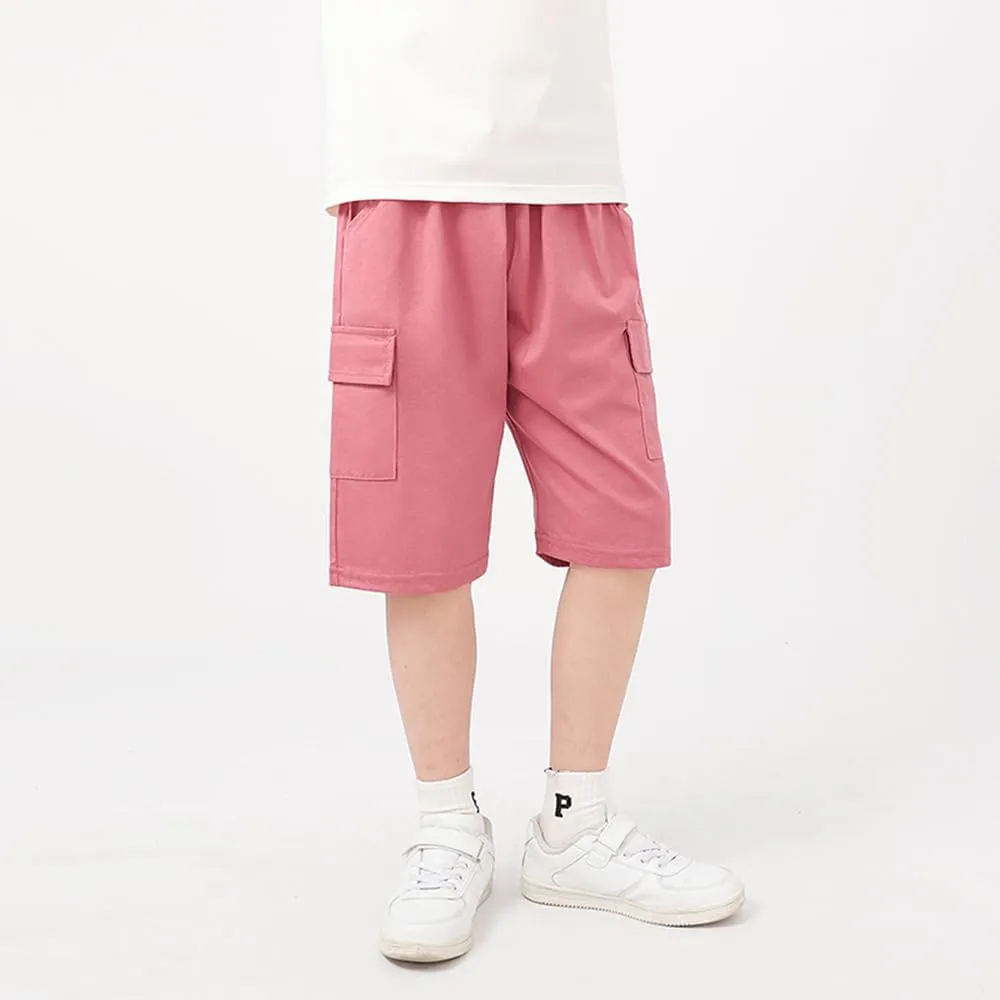 KISBINI Boys' Girls' Shorts Pull On Sweat Cargo Shorts for Kids