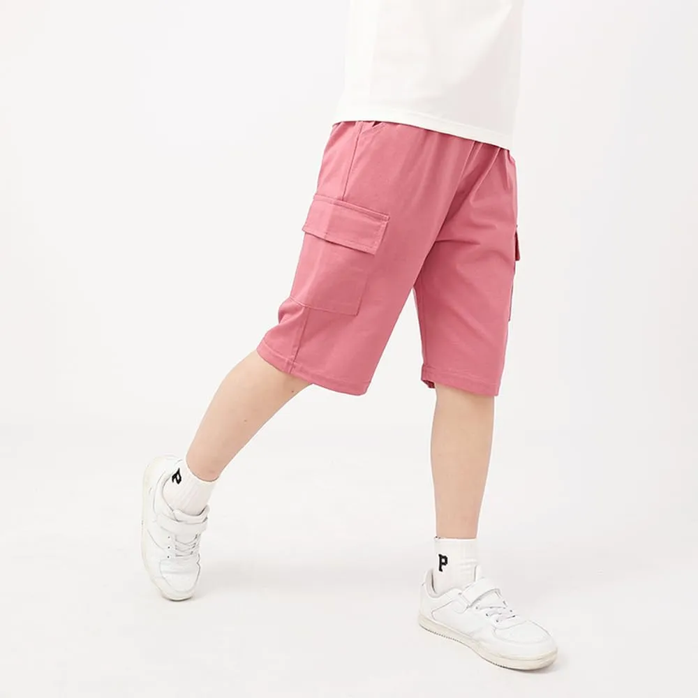 KISBINI Boys' Girls' Shorts Pull On Sweat Cargo Shorts for Kids