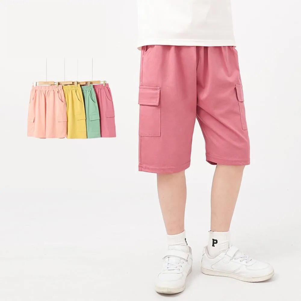 KISBINI Boys' Girls' Shorts Pull On Sweat Cargo Shorts for Kids