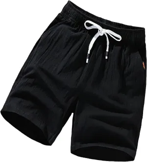 Linen Shorts for Men Texture Drawstring Lounge Pant Baggy Comfy Running Hiking Aethletic Shorts with Pocket Plus Size