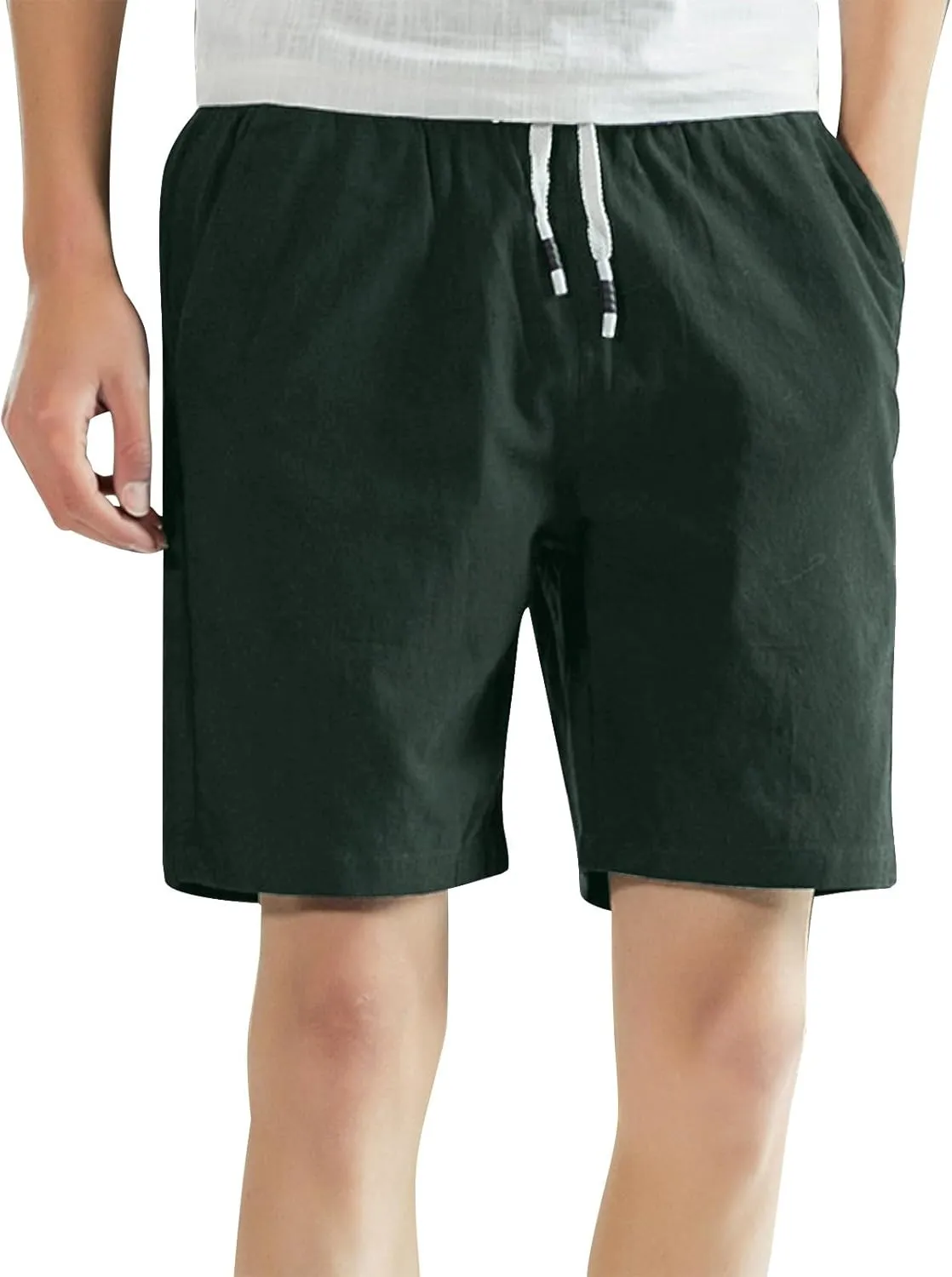 Linen Shorts for Men Texture Drawstring Lounge Pant Baggy Comfy Running Hiking Aethletic Shorts with Pocket Plus Size