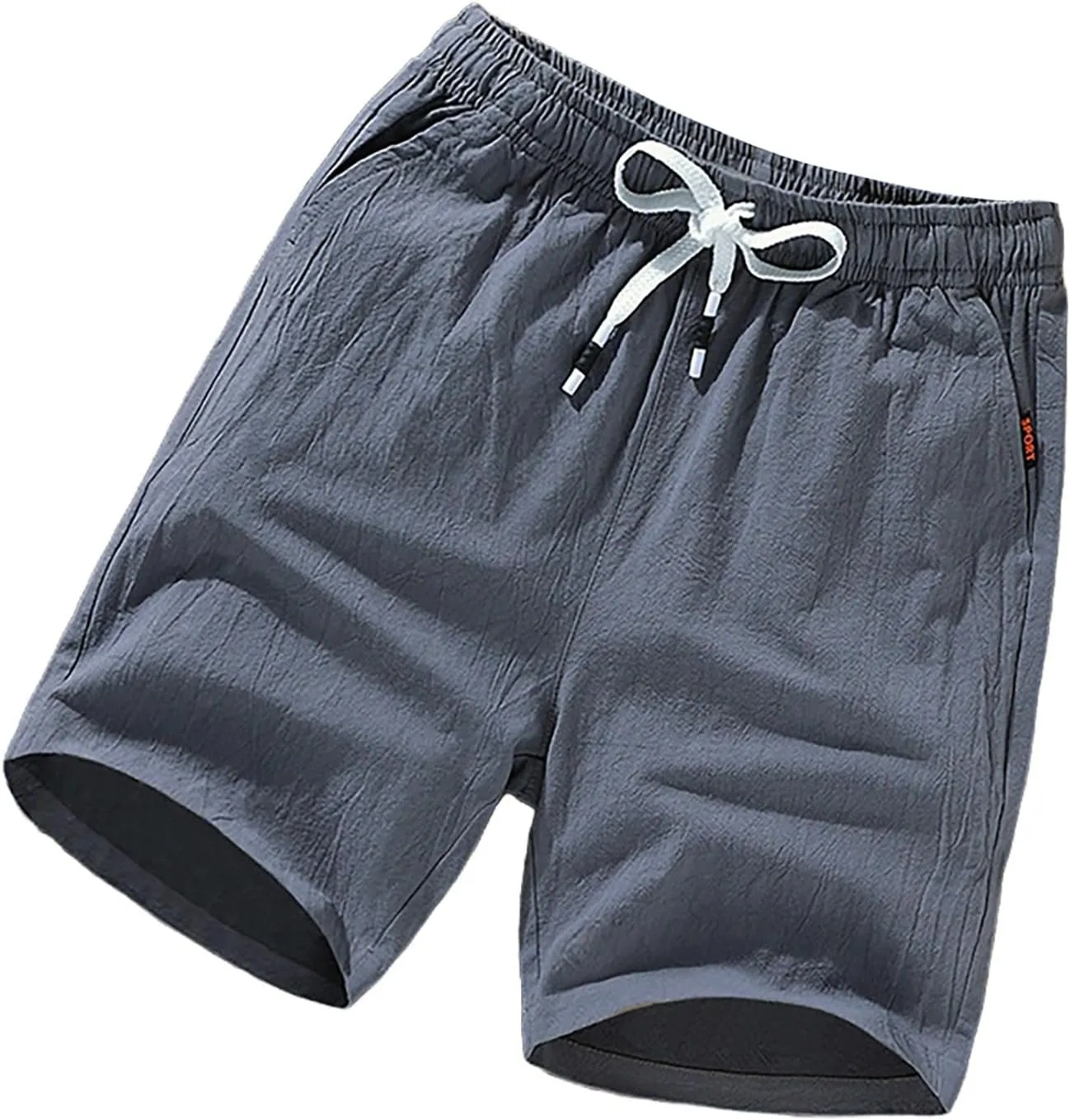 Linen Shorts for Men Texture Drawstring Lounge Pant Baggy Comfy Running Hiking Aethletic Shorts with Pocket Plus Size