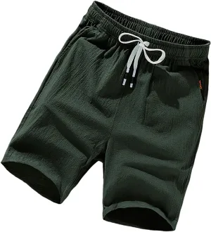 Linen Shorts for Men Texture Drawstring Lounge Pant Baggy Comfy Running Hiking Aethletic Shorts with Pocket Plus Size