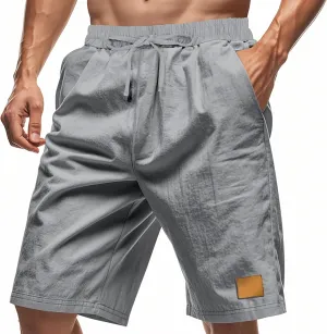Linen Shorts for Mens Retro Summer Comfy Breathable Baggy Holiday Beach Pants Elastic Waist Casual Shorts with Pocket