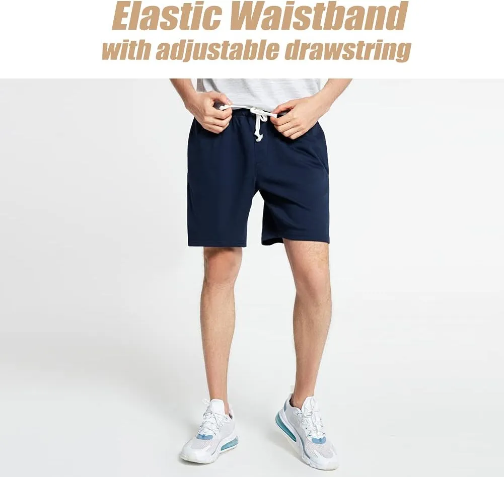 maamgic Mens Sweat Shorts 7" Above Knee Workout Gym Shorts Lounge Shorts with Zipper Pockets