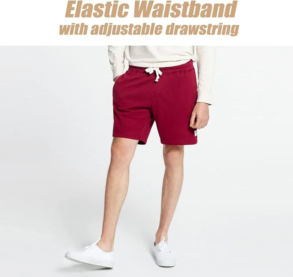 maamgic Mens Sweat Shorts 7" Above Knee Workout Gym Shorts Lounge Shorts with Zipper Pockets
